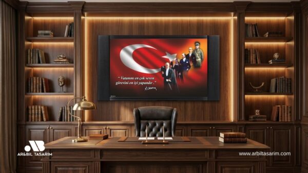 Işıklı - Işıksız Deri Atatürk Makam Panosu - 09