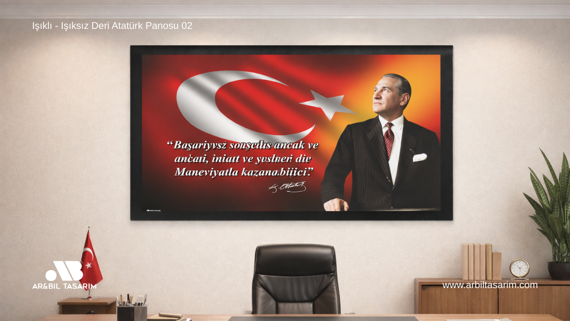 Işıklı - Işıksız Deri Atatürk Makam Panosu - 02