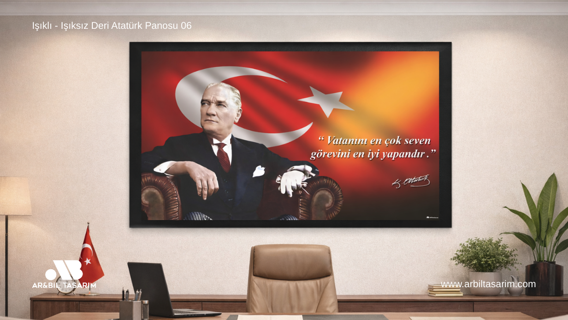 Işıklı - Işıksız Deri Atatürk Makam Panosu - 06