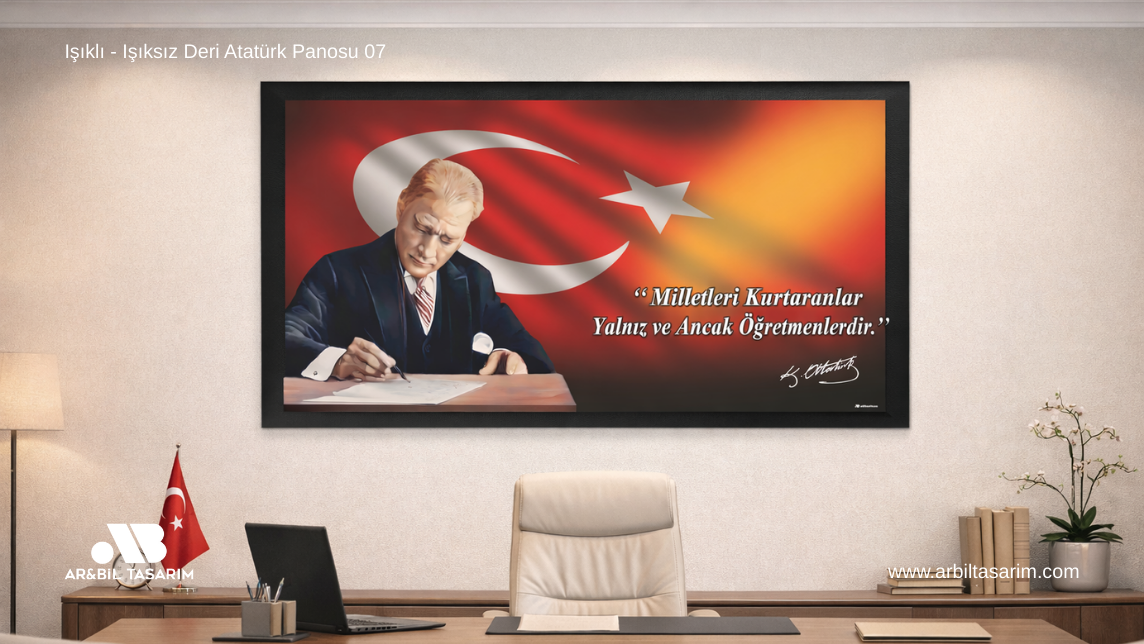 Işıklı - Işıksız Deri Atatürk Makam Panosu - 07