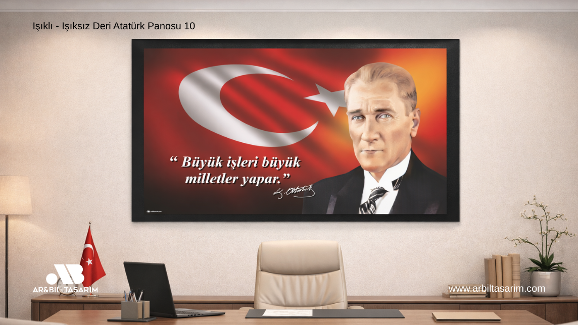 Işıklı - Işıksız Deri Atatürk Makam Panosu - 10