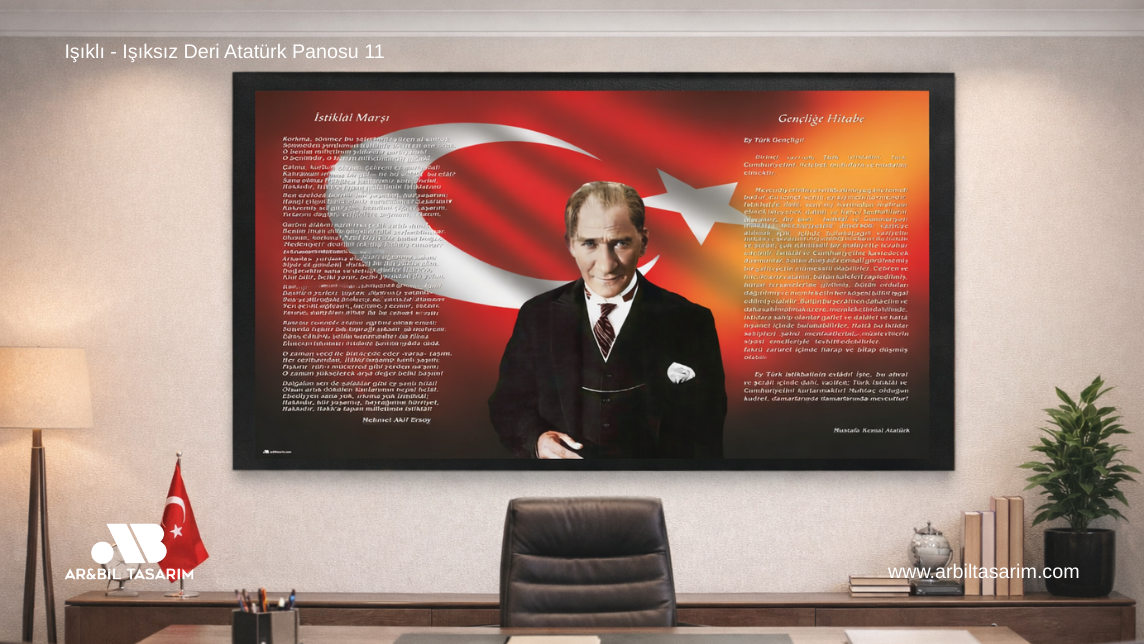 Işıklı - Işıksız Deri Atatürk Makam Panosu - 11