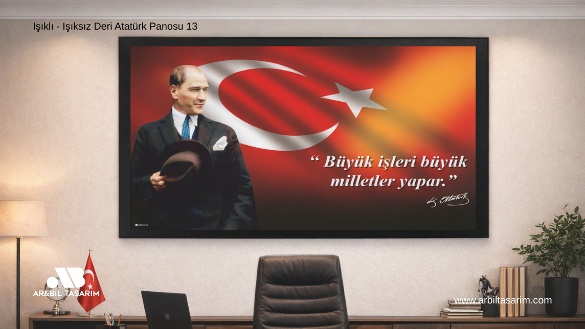 Işıklı - Işıksız Deri Atatürk Makam Panosu - 13