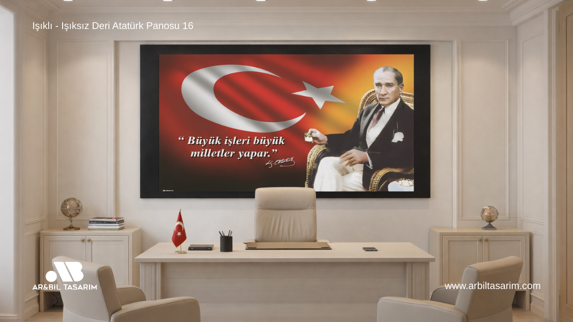 Işıklı - Işıksız Deri Atatürk Makam Panosu - 16