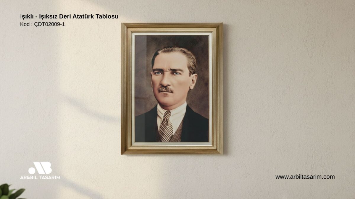 Işıklı - Işıksız Deri Atatürk Tablosu - CDT02009