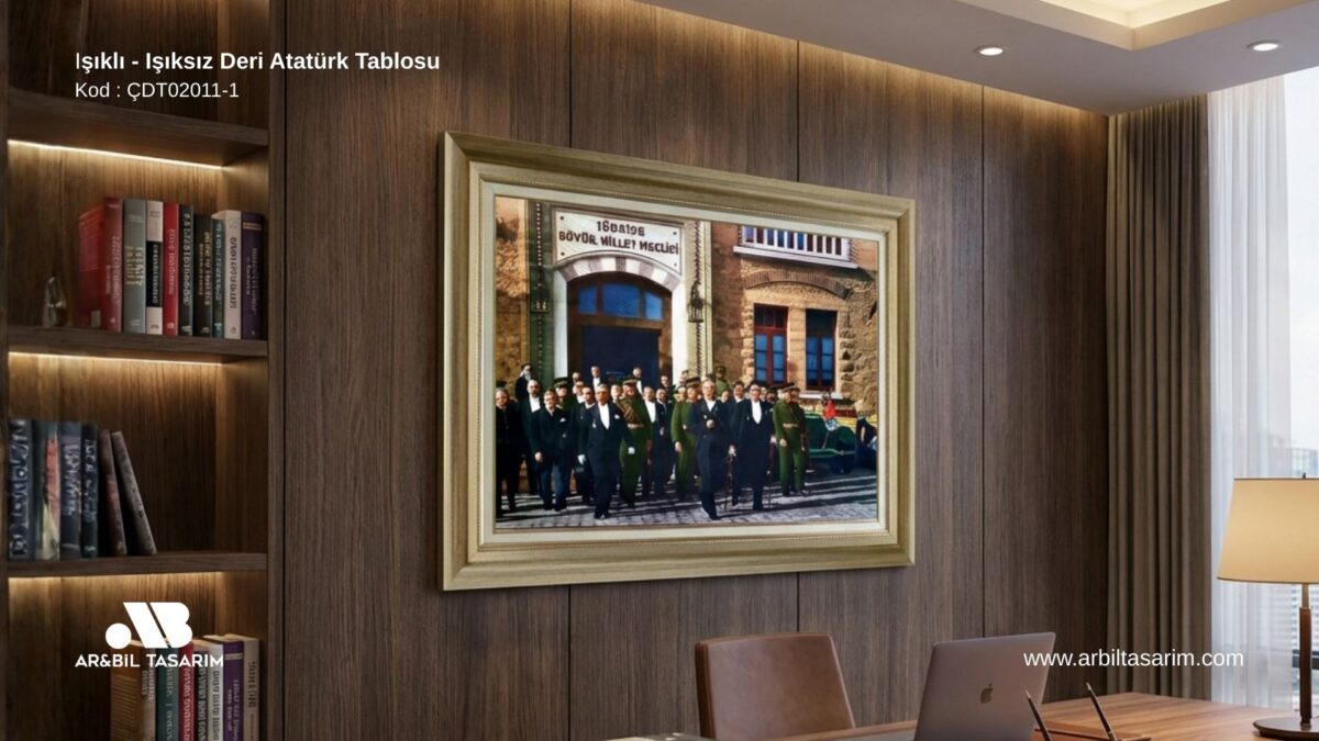 Işıklı - Işıksız Deri Atatürk Tablosu - CDT02011