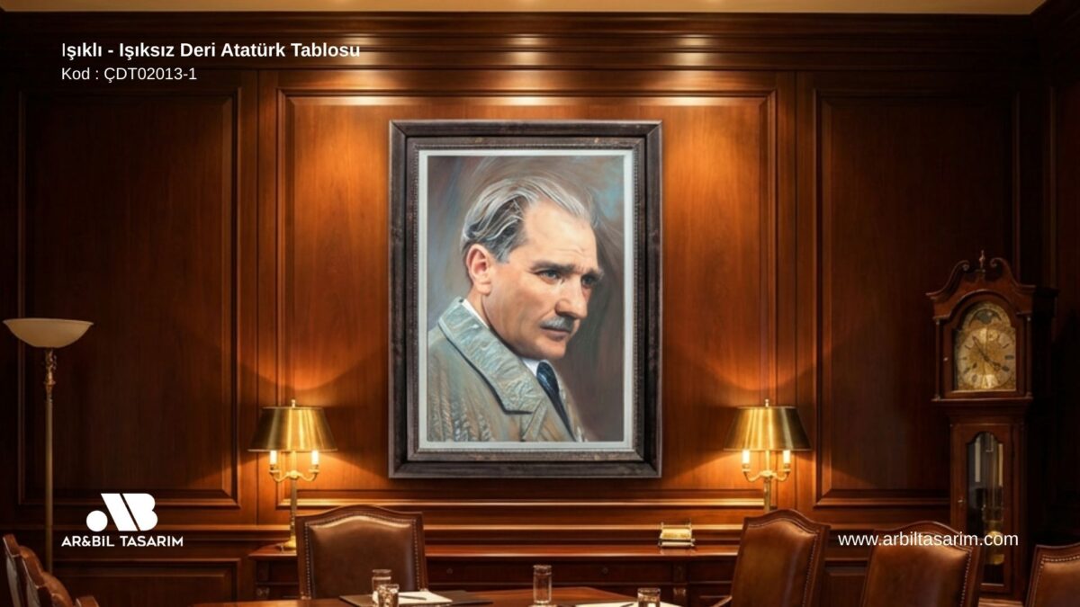 Işıklı - Işıksız Deri Atatürk Tablosu - CDT02013