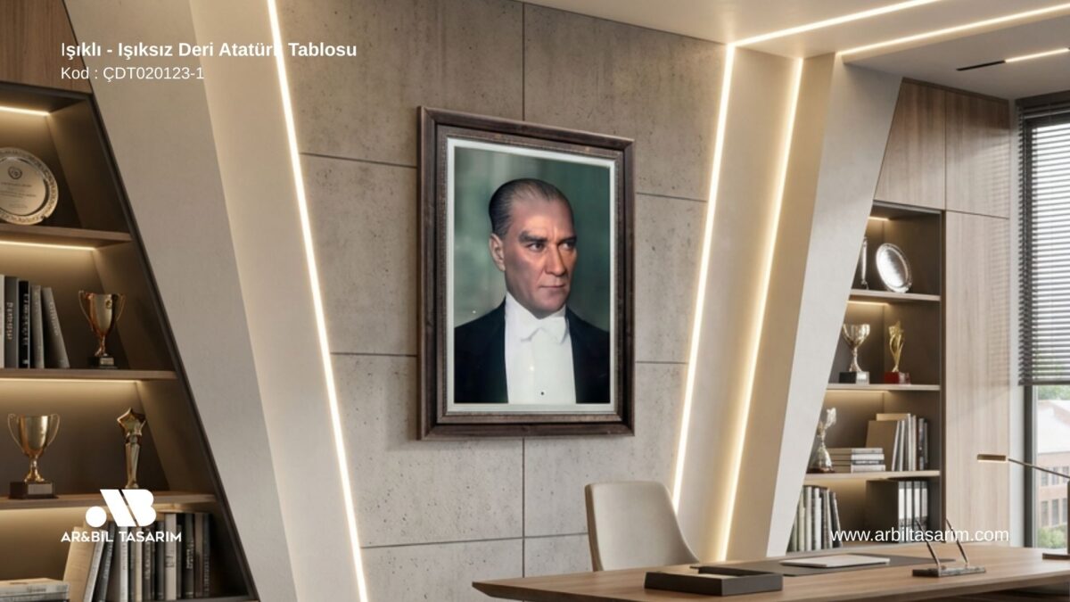 Işıklı - Işıksız Deri Atatürk Tablosu - CDT02023