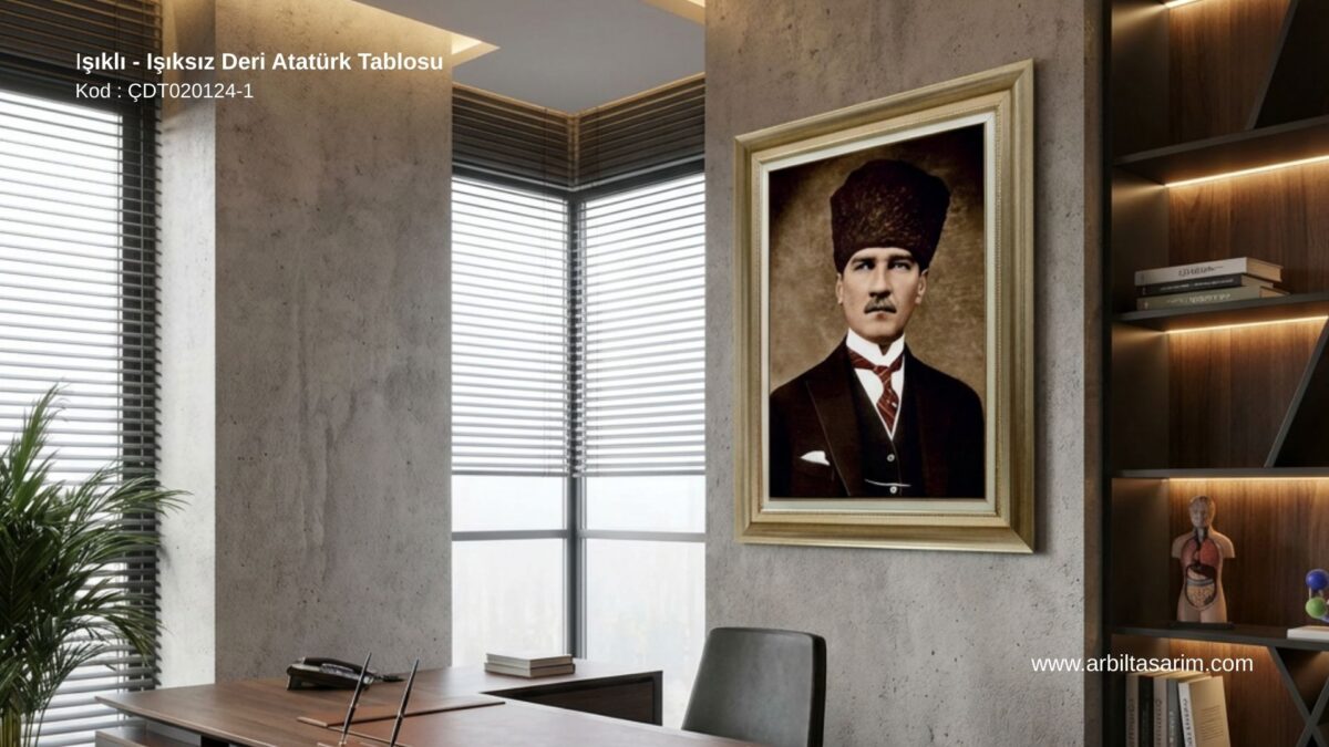 Işıklı - Işıksız Deri Atatürk Tablosu - CDT02024