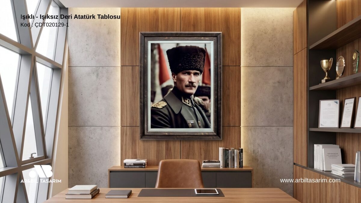 Işıklı - Işıksız Deri Atatürk Tablosu - CDT02029